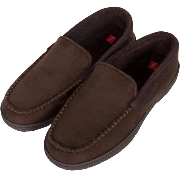 Hanes Men's Textured Moccasin Slipper Brown Unisex Men’s Size 8-9 - Picture 6 of 8